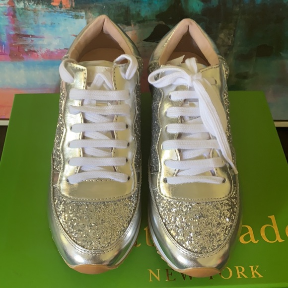 KATE SPADE Felicia Glitter Sneakers Silver - Picture 7 of 8